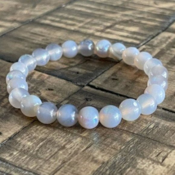 8mm Electroplated Labradorite Stretch Bracelet - Picture 3 of 3